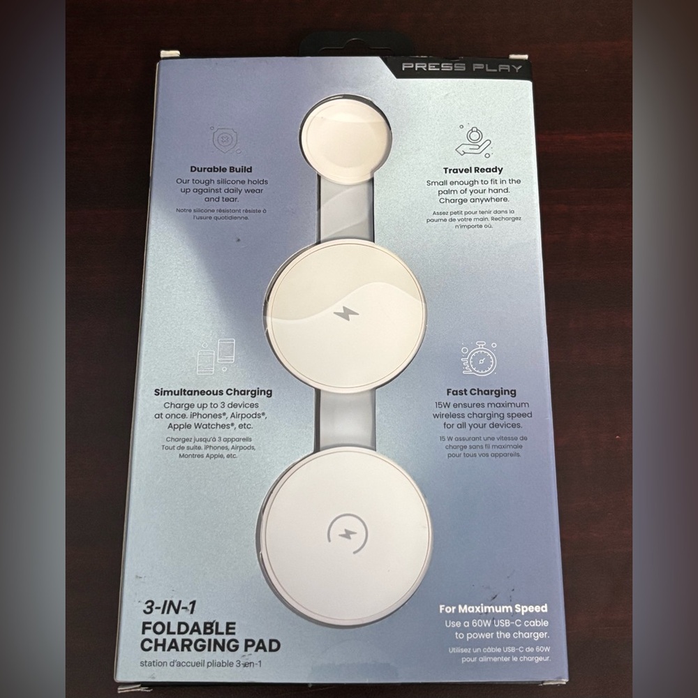White 3-in-1 Foldable Charging Pad